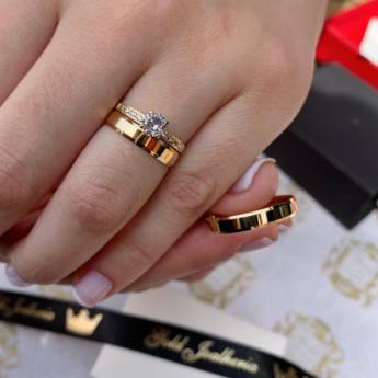 Comprar o produto de Trio de Alianças em Ouro em Anéis em São Paulo, SP por Solutudo