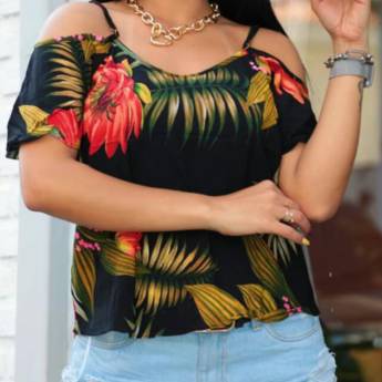 Comprar o produto de Blusa Estampa Floral  em Blusas em Bauru, SP por Solutudo