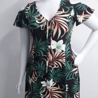 Comprar o produto de Vestido Verde Estampado Gola V em Vestidos em Bauru, SP por Solutudo