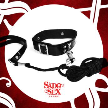 Comprar o produto de Coleira em couro sintético envernizado, com guia em BDSM em Ribeirão Preto, SP por Solutudo