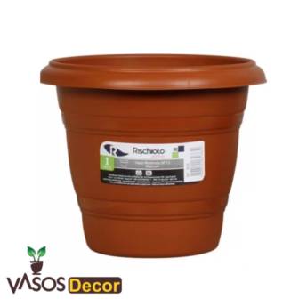 Comprar o produto de Vaso Redondo Rischioto Marrom em Vasos, Jarros e Floreiras em Mineiros, GO por Solutudo