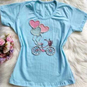Comprar o produto de Tshirt Bordada Bicicleta Balões  em Camisetas em Bauru, SP por Solutudo