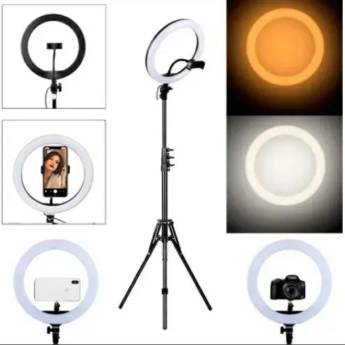 Comprar o produto de Ring Light 26cm / Tripé 2m / Suporte Celular em Bauru em Iluminação em Bauru, SP por Solutudo