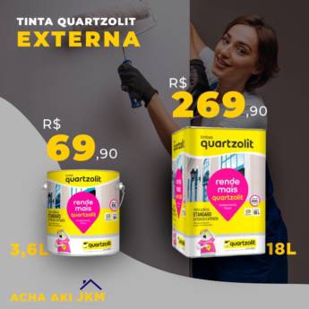 Comprar o produto de Tinta Quartzolit Externa - 3,6L e 18L em Tintas e Impermeabilizantes em Ninho Verde II Eco Residence, SP por Solutudo