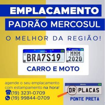 Comprar o produto de Emplacamento Padrão Mercosul em Campinas em Placas para Veículos em Campinas, SP por Solutudo