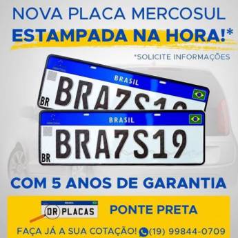 Comprar o produto de Placas Padrão Mercosul em Placas para Veículos em Campinas, SP por Solutudo