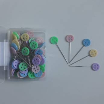 Comprar o produto de Alfinete cabeça de botão candy color - 60 unidades em Artesanato em Jundiaí, SP por Solutudo