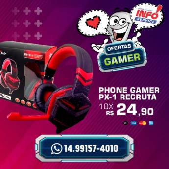Comprar o produto de Phone Gamer PX-1 Recruta em Headphone em São Manuel, SP por Solutudo