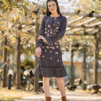 Comprar o produto de Vestido Estampado Laura Rosa Moda Evangélica em Moda Evangélica em Jundiaí, SP por Solutudo