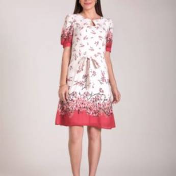Comprar o produto de Vestido Estampado Floral Laura Rosa Moda Evangélica em Moda Evangélica em Jundiaí, SP por Solutudo