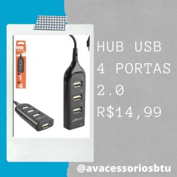 Comprar o produto de Hub USB - 4 Portas 2.0 - R$14,99 em Acessórios para Celulares pela empresa AV Acessórios - Celulares e Presentes em Botucatu, SP por Solutudo