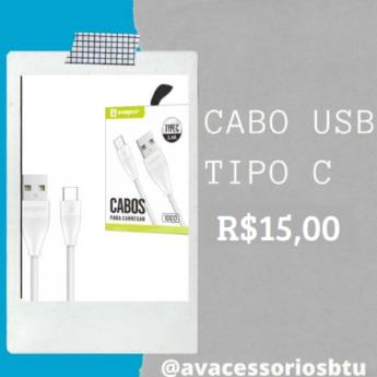 Comprar o produto de Cabo USB Tipo C - R$15,00 em Acessórios para Celulares em Botucatu, SP por Solutudo