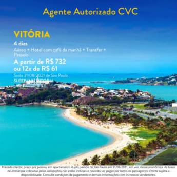 Comprar o produto de Pacote viagem para vitória em Viagens e Turismo em Franco da Rocha, SP por Solutudo
