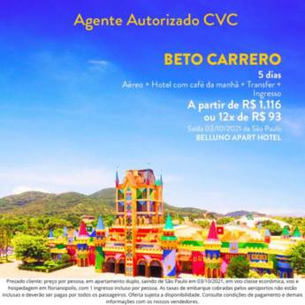 Comprar o produto de Pacote Beto Carrero em Viagens e Turismo em Franco da Rocha, SP por Solutudo