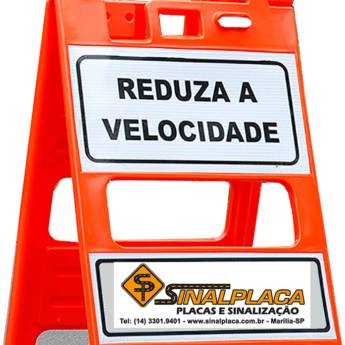 Comprar o produto de Placas de Sinalização - Reduza a velocidade em Placas de Sinalização em Marília, SP por Solutudo