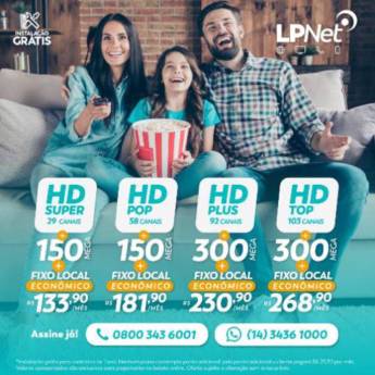Comprar produto TV HD em Provedores de Internet pela empresa LPNet - Mineiros do Tietê em Mineiros do Tietê, SP