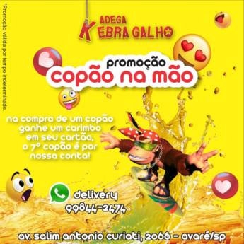 Comprar o produto de Promoção Copo na Mão Adega Kebra Galho bebida Delivery em Avaré  em Bebidas Alcoólicas  em Avaré, SP por Solutudo