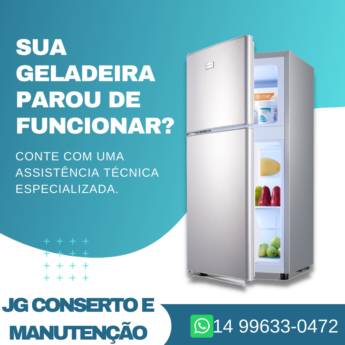 Comprar o produto de Assistência Técnica de Geladeira em Bauru e Região em Assistência Técnica para Eletrônicos - Eletrodomésticos pela empresa JG Peças, Consertos e Manutenção de Geladeiras e Máquina de Lavar  em Bauru, SP por Solutudo
