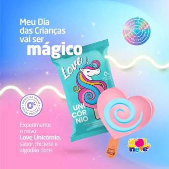 Comprar o produto de O Dia das Crianças vai ficar ainda mais encantado com o novo Love Unicórnio.  em Sorvetes em Leopoldina, MG por Solutudo