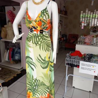 Comprar o produto de Vestido Longo Verde Estampado em Bauru em Vestidos em Bauru, SP por Solutudo