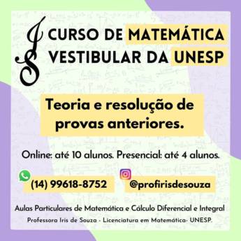 Comprar o produto de Curso de Matemática Vestibular da UNESP em Aulas Particulares em Botucatu, SP por Solutudo