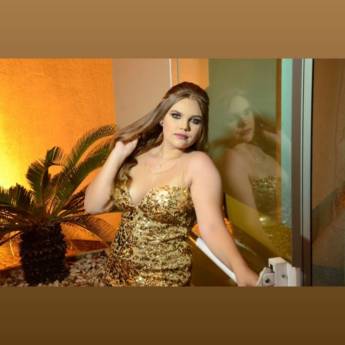 Comprar o produto de Vestido curto dourado brilhante em Bauru em Vestidos de Festa em Bauru, SP por Solutudo