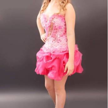 Comprar o produto de Vestido curto rosa pregueado em Bauru em Vestidos de Festa em Bauru, SP por Solutudo