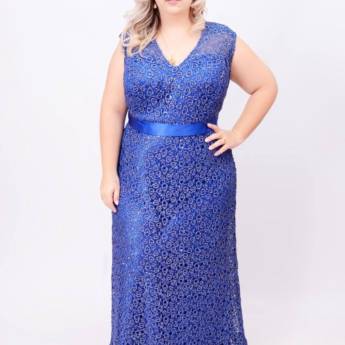 Comprar o produto de Vestido azul rendado Plus Size em Bauru em Moda Plus Size em Bauru, SP por Solutudo