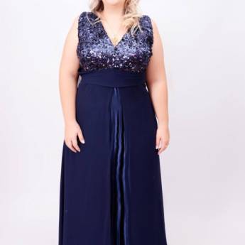 Comprar o produto de Vestido azul escuro Plus Size em Bauru em Moda Plus Size em Bauru, SP por Solutudo