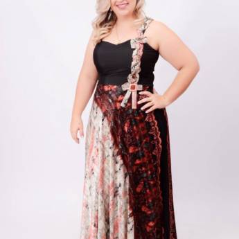 Comprar o produto de Vestido estampado vintage Plus Size em Bauru em Moda Plus Size em Bauru, SP por Solutudo