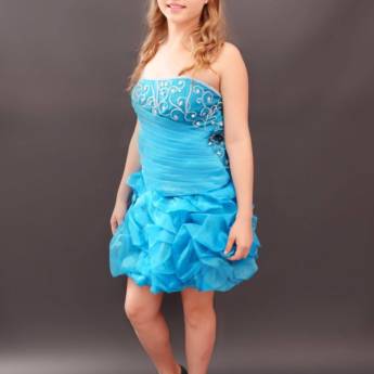 Comprar o produto de Vestido de Debutante Azul Curto Transpassado  em Vestidos de 15 Anos em Bauru, SP por Solutudo