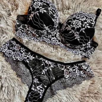 Comprar o produto de Conjuntos de Lingerie - Preto/branco rendado em Conjuntos e Sutiãs em Jundiaí, SP por Solutudo