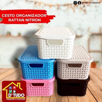 Comprar o produto de Cesto organizador rattan nitron em Utensílios Domésticos pela empresa D'Tudo Presentes e Utilidades em Mineiros, GO por Solutudo