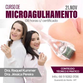 Comprar o produto de Curso de microagulhamento com as Biomédicas Estetas Dra. Raquel Kummer e Dra Jessica Pereira. em Cursos de Beleza em Guarantã do Norte, MT por Solutudo
