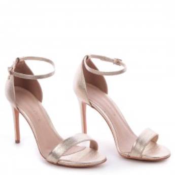 Comprar o produto de Sandália Salto Fino Couro Dourado em Calçados Femininos em Vilhena, RO por Solutudo