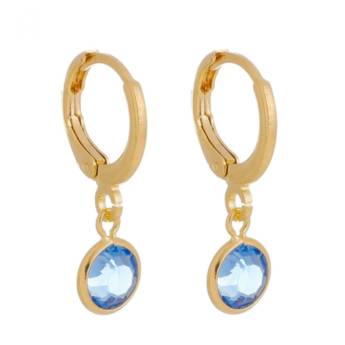 Comprar o produto de Brinco Argolinha com Pingente Redondo Cristal Azul. em Brincos em Bauru, SP por Solutudo