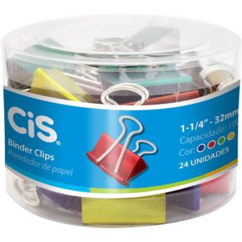 Comprar o produto de Prendedor de papel Cis-111001 Binder 32mm Color – Sertic Pote 24 - Bauru em Papelaria e Acessórios em Bauru, SP por Solutudo