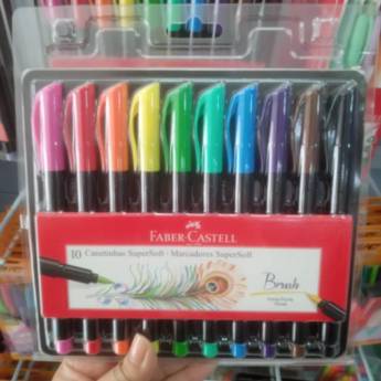 Comprar o produto de Caneta Faber Castell Super Soft Brush com 10 cores em Canetas, Lápis e Afins em Boituva, SP por Solutudo