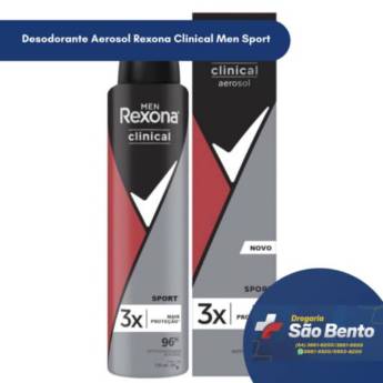 Comprar o produto de Desodorante Aerosol Rexona Clinical Men Sport em Desodorantes pela empresa Drogaria São Bento 02 em Mineiros, GO por Solutudo