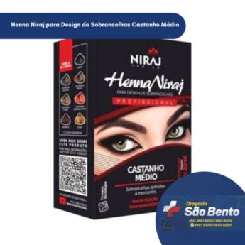 Comprar produto Henna Niraj para Design de Sobrancelhas Castanho Médio em Beleza e Cuidado Pessoal pela empresa Drogaria São Bento 02 em Mineiros, GO