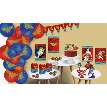 Comprar o produto de Kit Só Um Bolinho Mulher Maravilha 89 Peças - Festcolor em Decoração em Bauru, SP por Solutudo