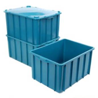 Comprar o produto de Caixa Plástica com Tampa Azul / Preto - 180 Litros - Bauru e Região em Caixas Plásticas em Bauru, SP por Solutudo