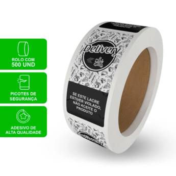 Comprar o produto de Etiqueta lacre de segurança delivery preta - rolo com 500 unidades em Etiquetas e Tags em Bauru, SP por Solutudo