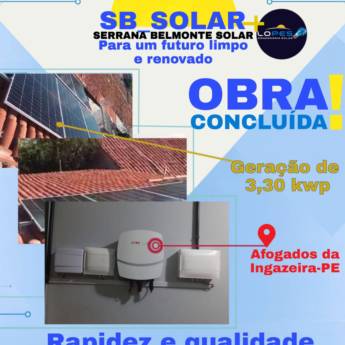 Comprar o produto de Obra Concluída! Instalação de Energia Solar em Afogados da Ingazeira/PE em Energia Solar em São José do Belmonte, PE por Solutudo