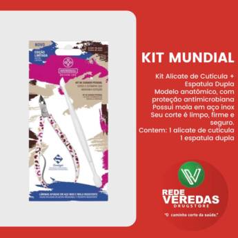 Comprar o produto de Kit Mundial - Alicate de Cutícula + Espátula Dupla em Acessórios para Manicure em Divinópolis, MG por Solutudo