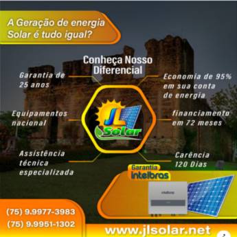 Comprar produto Gerador de energia solar em Energia Solar pela empresa JL Solar em Alagoinhas, BA