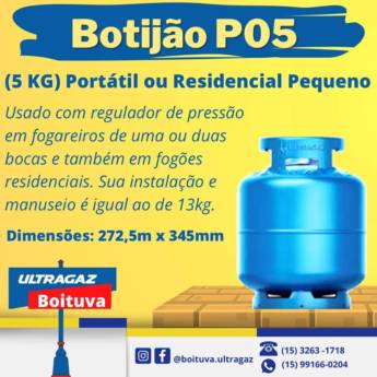 Comprar produto Botijão P05 em Gás pela empresa Ultragaz Boituva Matriz em Boituva, SP