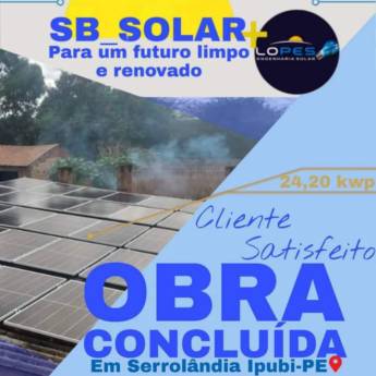 Comprar o produto de Obra Concluída! Instalação de Energia Solar em Serrolândia Ipubi/PE em Energia Solar em São José do Belmonte, PE por Solutudo
