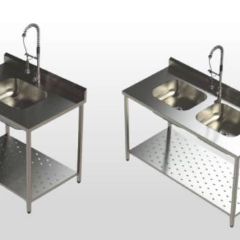 Comprar o produto de Mesa pia de inox com cuba para cozinha industrial em Cozinhas Industriais em Curitiba, PR por Solutudo