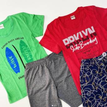 Comprar o produto de Conjunto de camiseta e bermuda para menino em Conjuntos Infantis em Foz do Iguaçu, PR por Solutudo